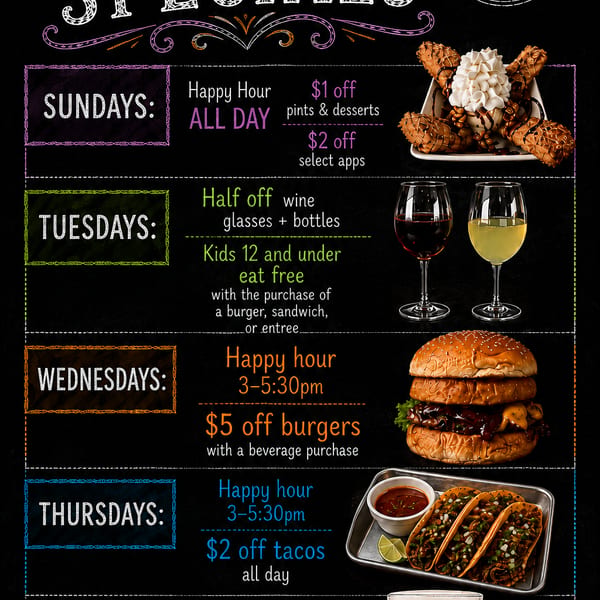 Ineffable Brewing Co. Daily Specials board