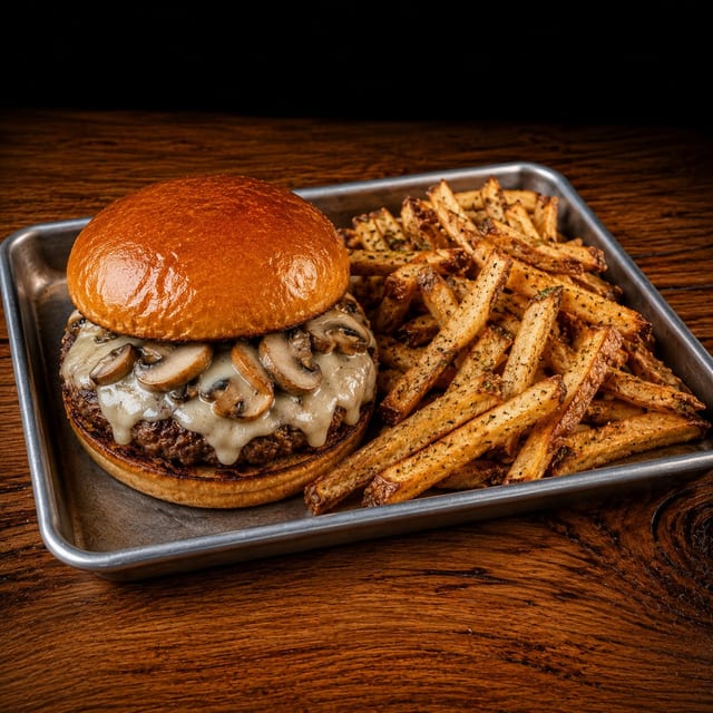 Mushroom & Swiss Burger.